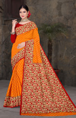 orange pure cotton saree