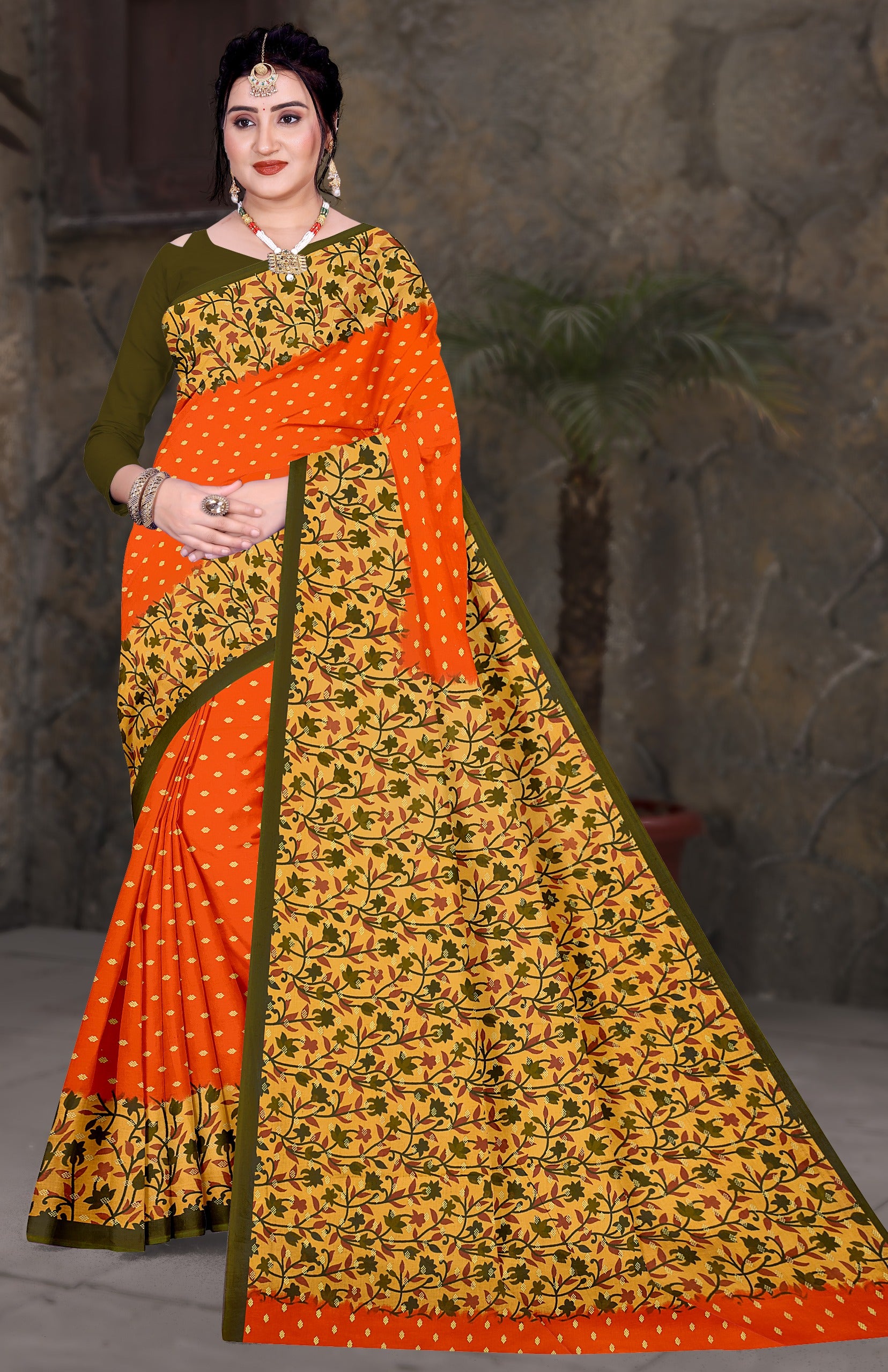 Vibrant orange body with a striking green border