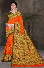 Vibrant orange body with a striking green border
