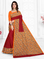 maroon pure cotton saree