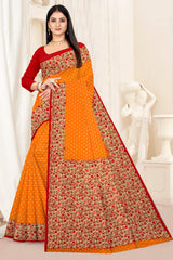 orange pure cotton saree