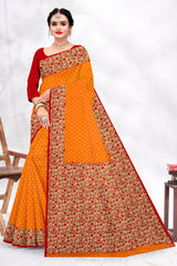 orange pure cotton saree