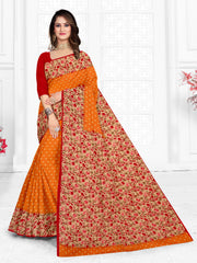 orange pure cotton saree
