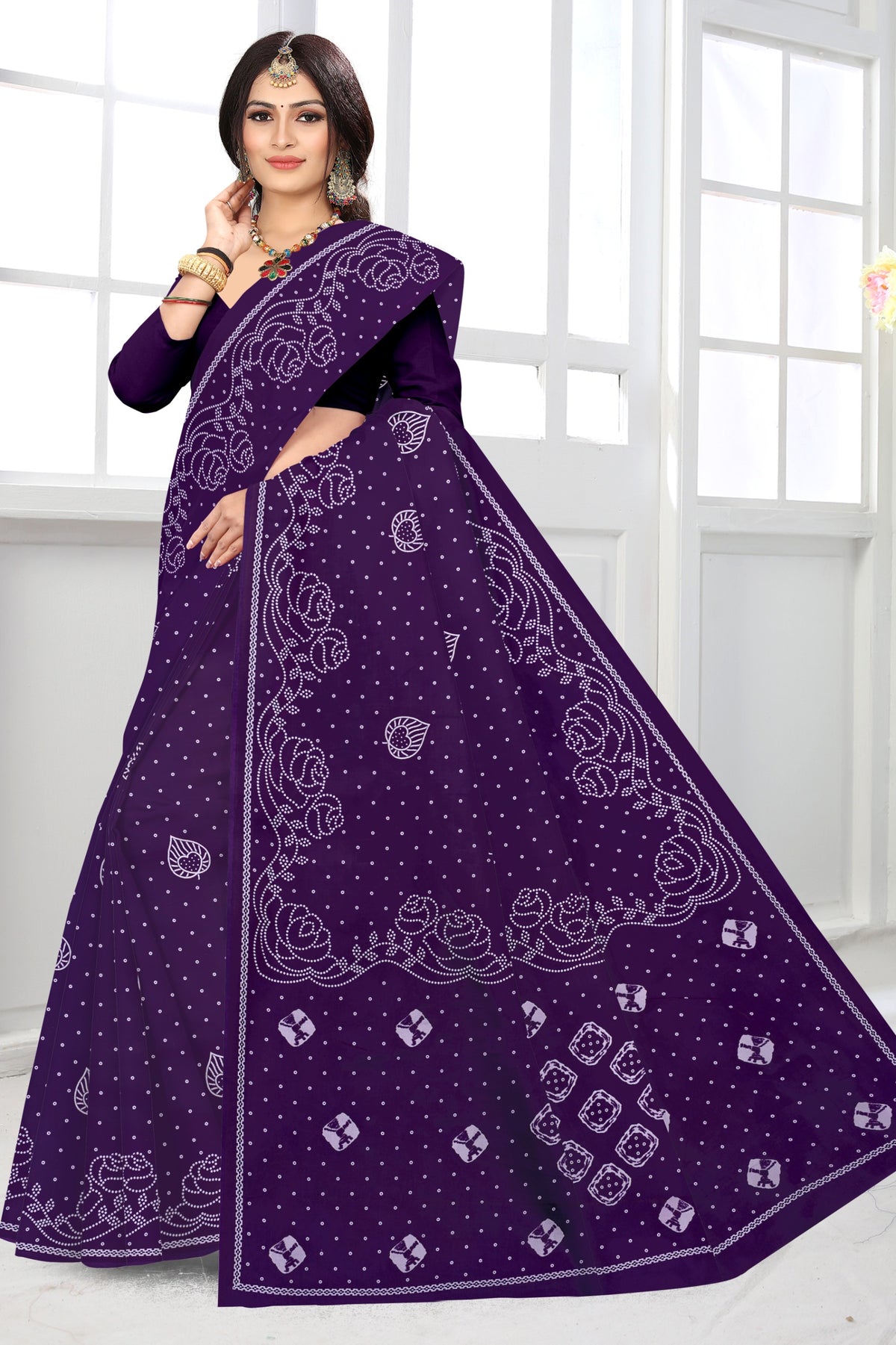 purple pure cotton saree