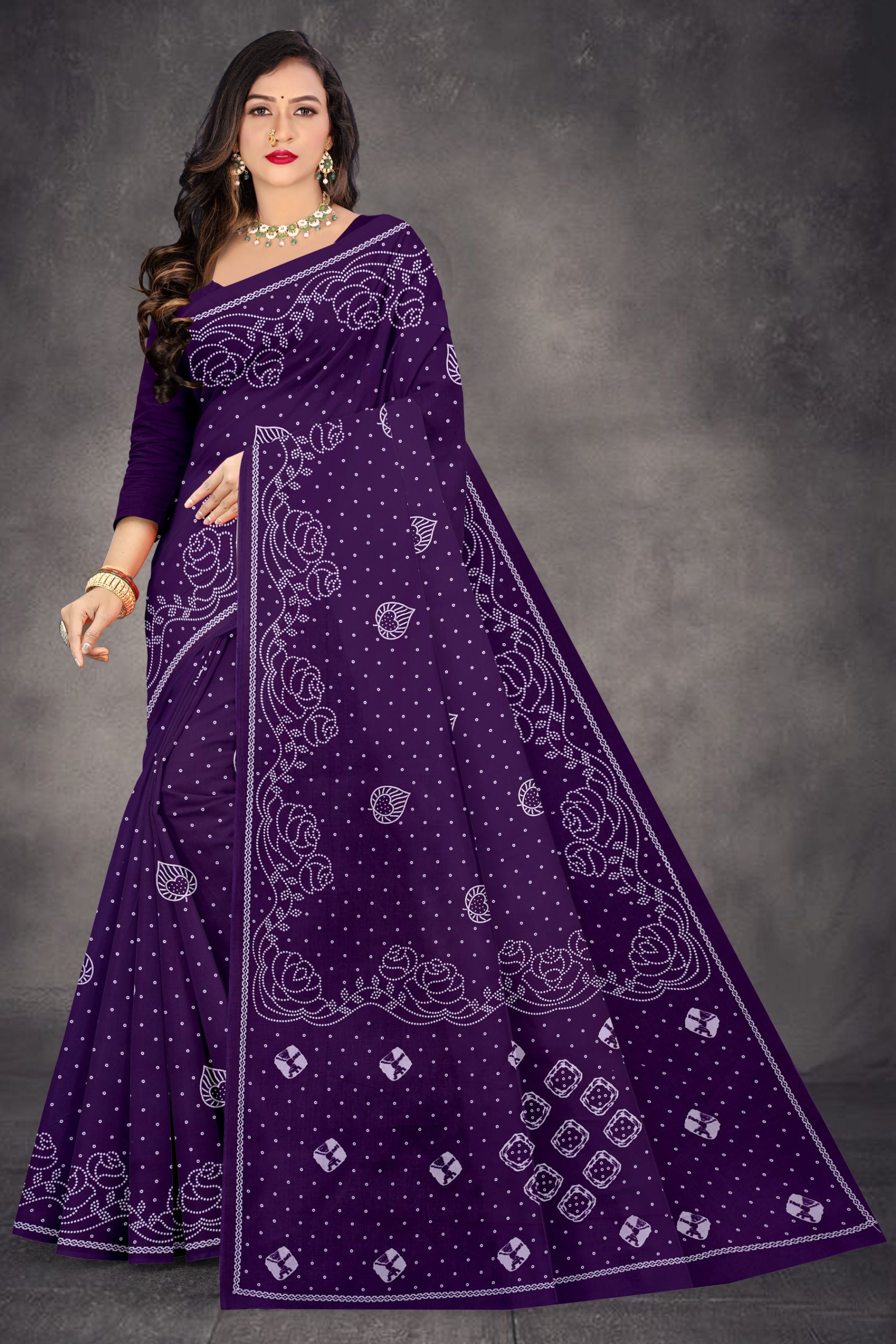 purple pure cotton saree