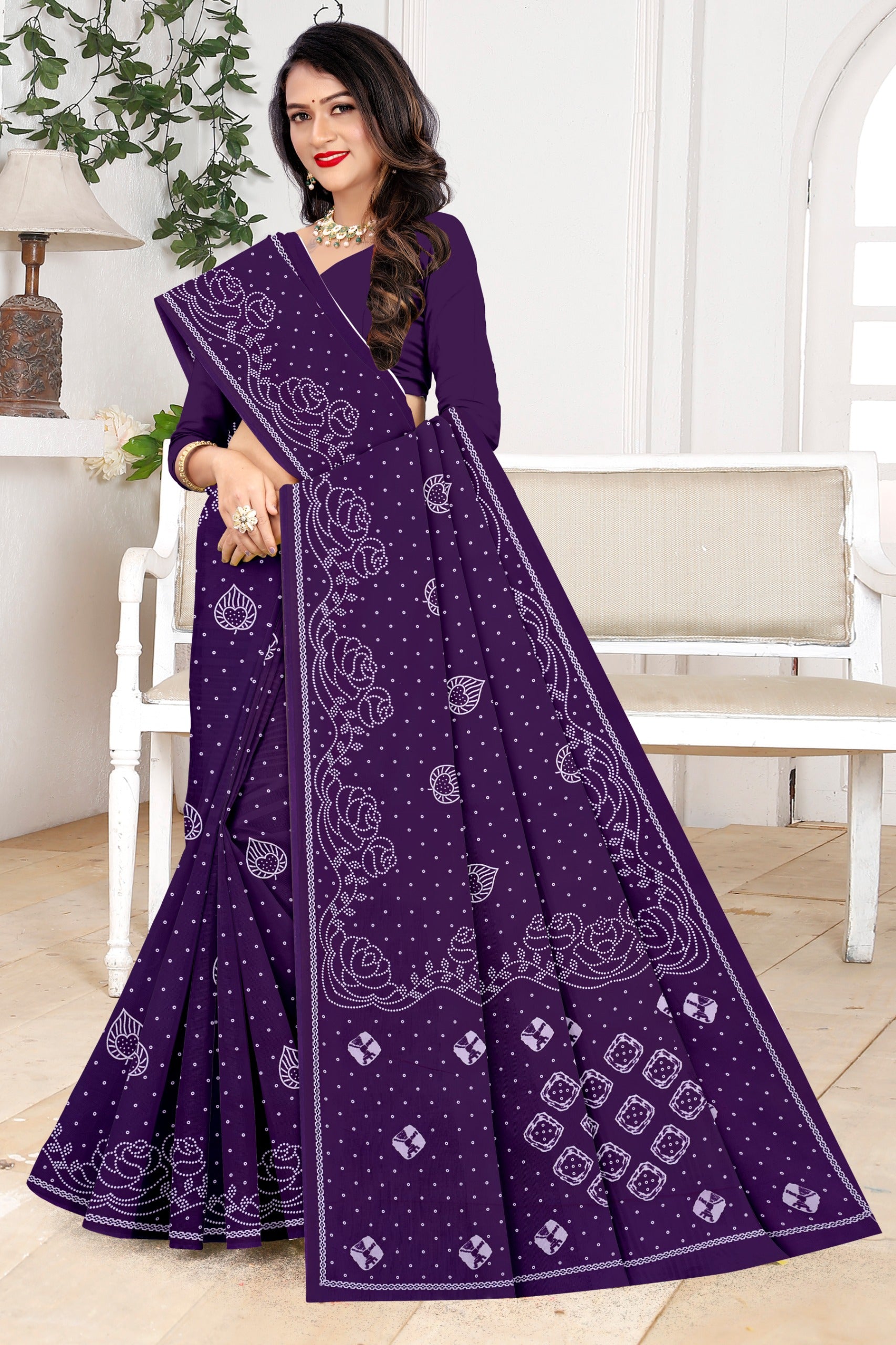 purple pure cotton saree