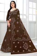 brown pure cotton saree