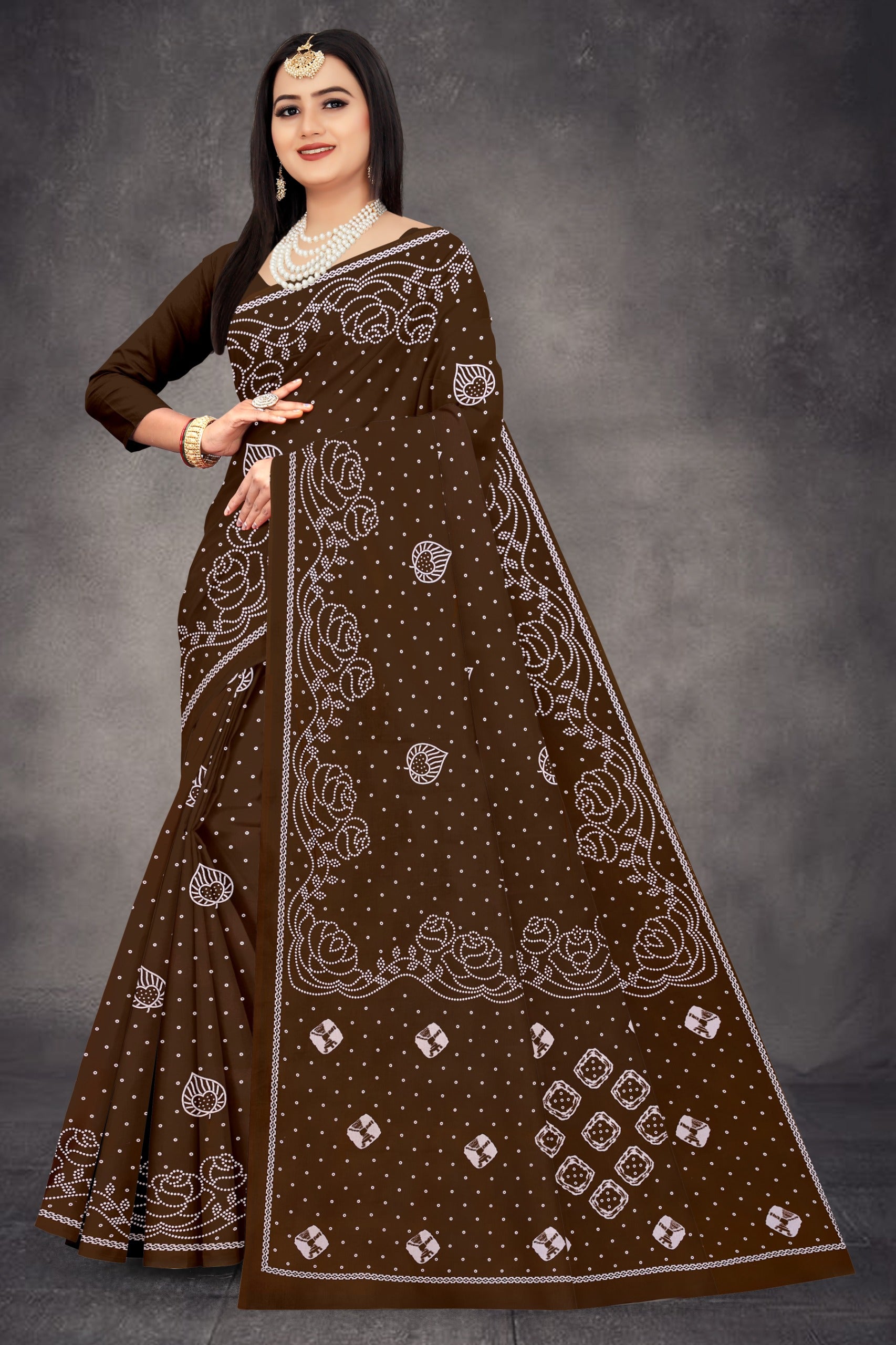 brown pure cotton saree