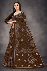 brown pure cotton saree