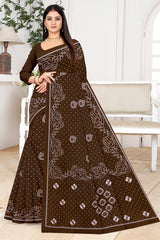 brown pure cotton saree